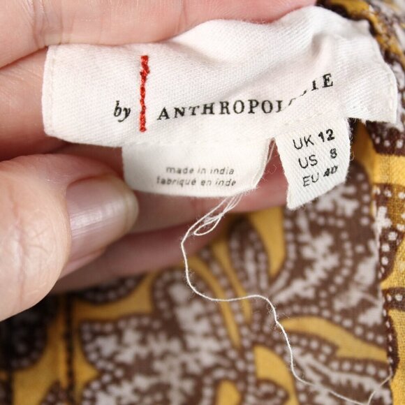 Anthropologie Bardot Floral Lace Trim Camisole Tank Top - Yellow Brown Ivory - Picture 4 of 7